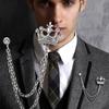 High-End Men's Crown Brooch: British-Style Suit Chain Pin Badge, Retro European & American Personality Corsage.
