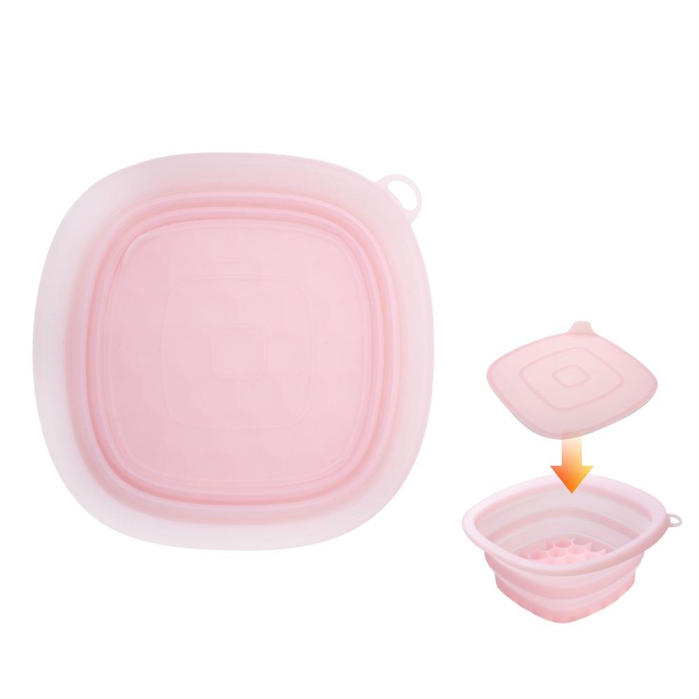 Built-in Ice Tray Portable Ice Basin Foldable Skincare Washbasin Face Dipping Bowl for Women Girls