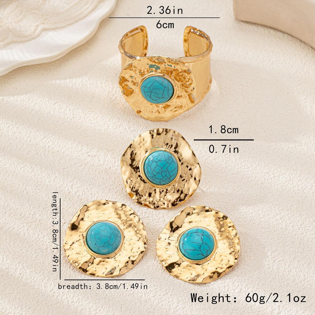 Комплект из круглых плиссированных сережек с геометрическим кружевом и браслета