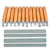 TIMESETL Carving Knives (12 pieces) & Whetstones (4 pieces) - Triangular and Flat Carving Knives for Wood Carving, Printmaking, Clay, and Seal Carving