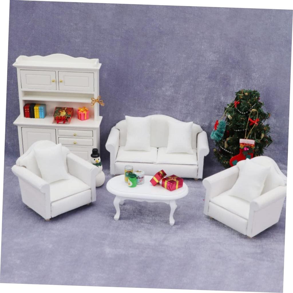 Мини-диваны Кукольный домик Диван Миниатюрная мебель Белый Декор Реквизит для фотографий Модель дивана для мини-дивана Мебель Мини-мебель Мини-диван Деревянный набор