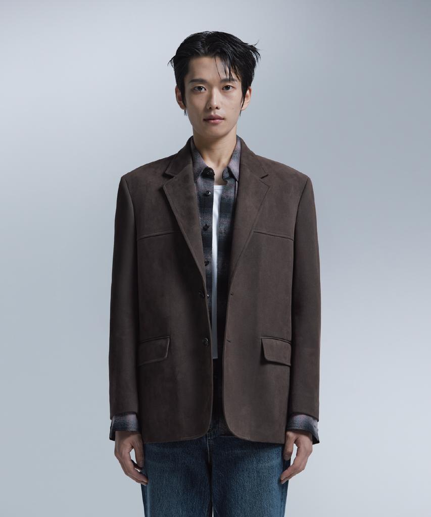Nonblank Suede Oversized Jacket_Brown