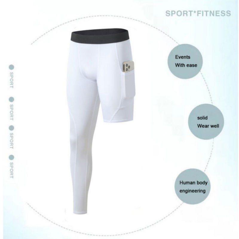 Men's Fitness Sports Training Pants with Pocket Elastic Quick-Drying Compression Pants Trouser Leg Long And Short