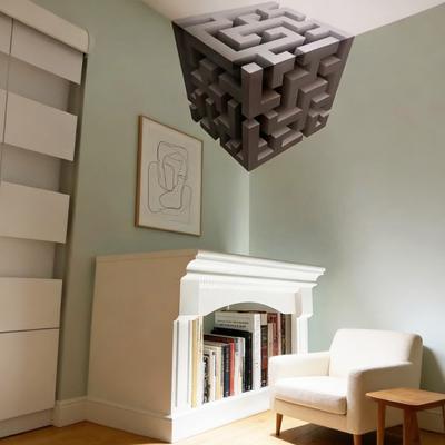 Оптическая иллюзия Настенное искусство 3D Угловая наклейка на стену Отклеивающаяся и приклеивающаяся Съемный 3D Эффект Куб
