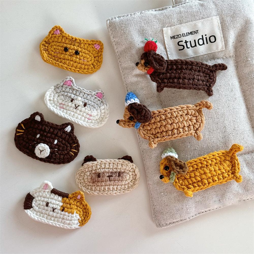 Handmade Crochet Hair Clips Cat Children's Hair Accessories Cute Girls Bangs Clips Unisex