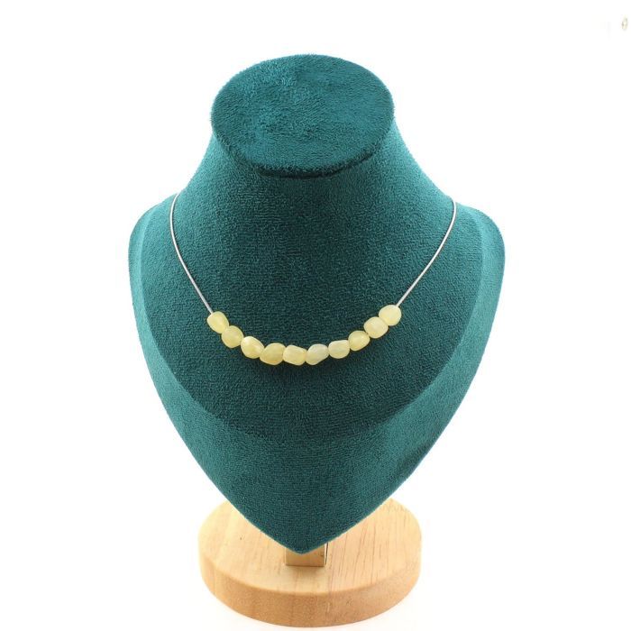 Pierres et Minéraux. Collier 10 perles Calcite jaune du Royaume-Uni. Chaine en acier Collier femmes, hommes. Taille personnalisable.
