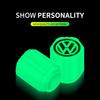 For Volkswagen Luminous Tire Valve Caps Multi-color Fluorescent Night Glowing Decor For Volkswagen VW GTI R Polo Golf MK8 Passat