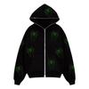 Spider Print Hooded Zip-Up Sweatshirt Unisex Oversized Streetwear Top Teens Adults