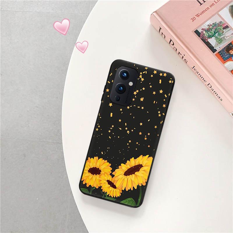 Для OnePlus 9 Pro 8 5G 7 9R 7T 8T Z Daisy Sunflower Черный матовый чехол из ТПУ с росписью чехол для телефона OnePlus Nord 2 CE N10 N100 N200