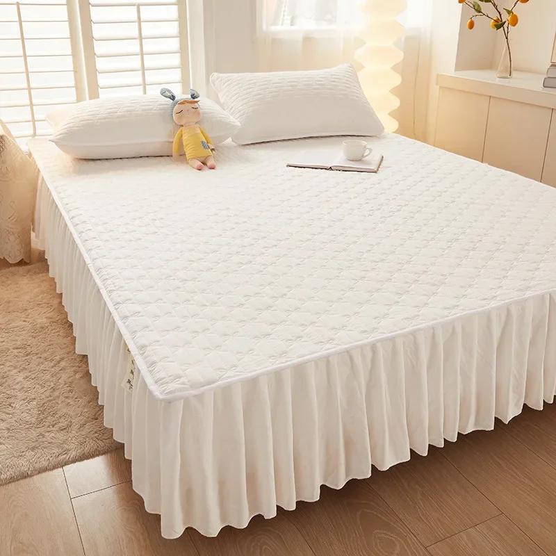 Однотонная хлопковая простыня на резинке, покрывало 2 в 1, пылезащитный чехол для матраса в современном минималистском стиле, защита от пыли