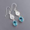 Драгоценный камень Голубой Топаз 925 Стерлинговое Серебро Ручная Работа Серьги-капли/подвески 1,70" EE-8-3