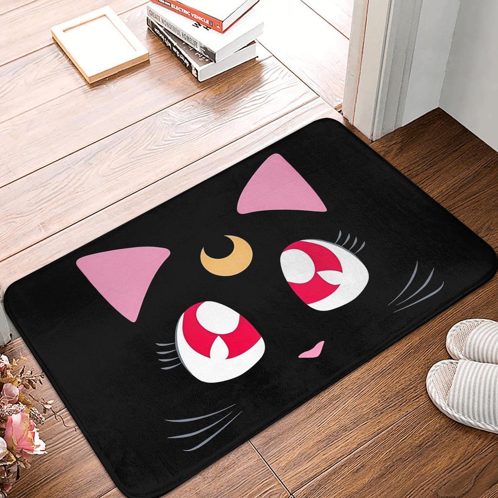 Anime Sailors Moons Luna Cat Doormat Non-Slip Entrance Bath Kitchen Floor Door Mat Bedroom Balcony Carpet Rug
