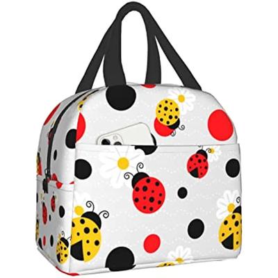 Ланч-бокс Dots Ladybug, термосумка для ланча для женщин и мужчин, многоразовые сумки для ланча, идеально подходят для офиса, кемпинга, походов, пикника