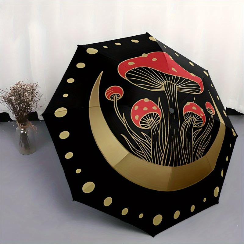 1pc Mushroom Fantasy Auto Open/Close, Foldable Compact Leisure Umbrella with 8-Rib Shaft, Perfect Gift For Men And Women 087