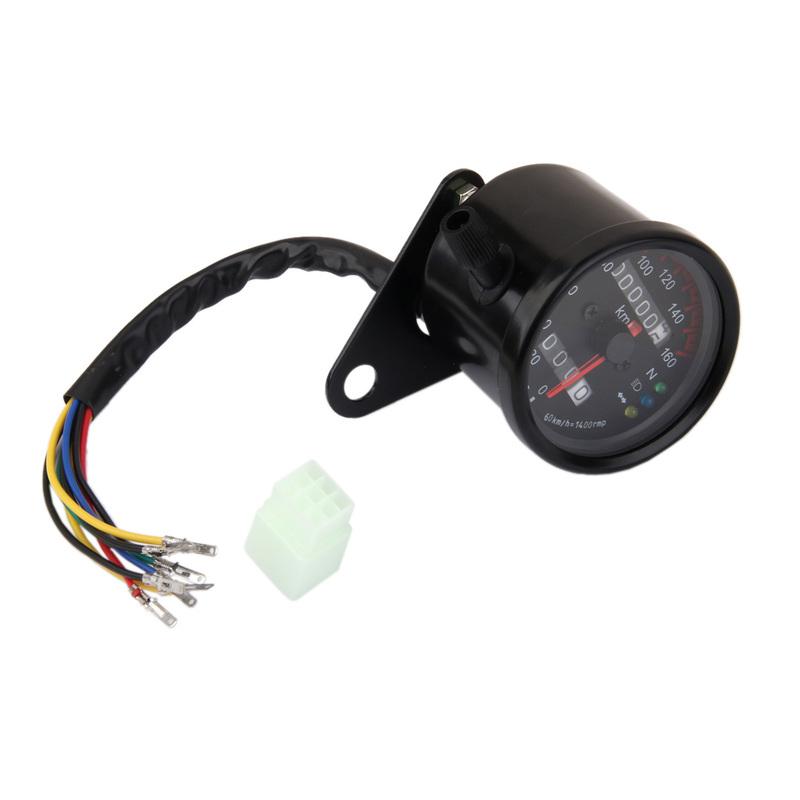 12V Universal Dual Odometer KM/H Speedometer LED Backlight Signal for Motorcycle (Black)