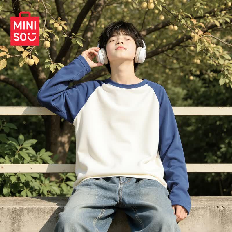 MINISO Детская хлопковая футболка с длинным рукавом