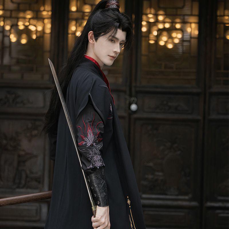 Китайский стиль династии Сун Ханфу, жаккардовый крестовый воротник, вышитый костюм для боевых искусств