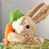 Статуэтка Пасхального кролика, праздничное украшение для рабочего стола, художественные поделки с изображением животных, соломенный кролик, кукла с морковкой, вечерние, сад, домашний декор