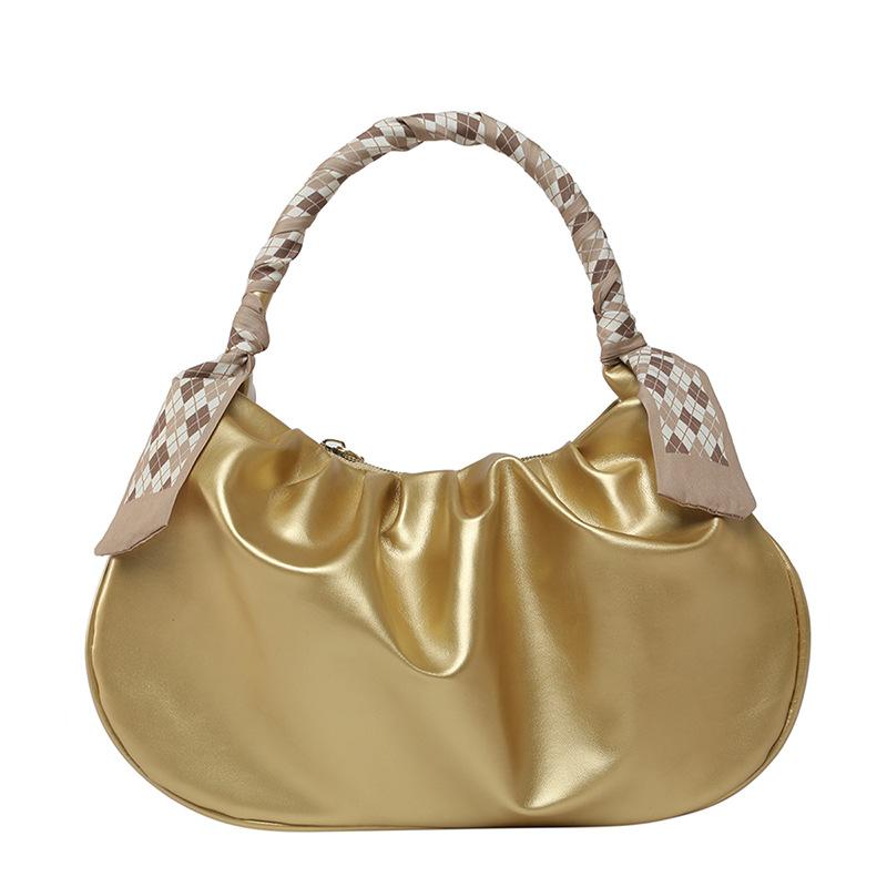 2025 лето нишевая новинка однотонная простая женская сумка подмышку милая сумочка сумка-облако с драпировкой женская