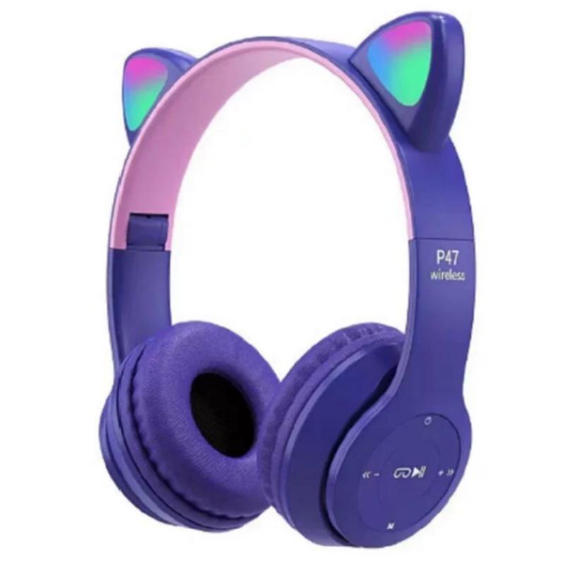 P47M Cat Ear Glowing Headband Bluetooth Earphones Cartoon Popular Cute Universal Mobile Wireless Bluetooth Headphones