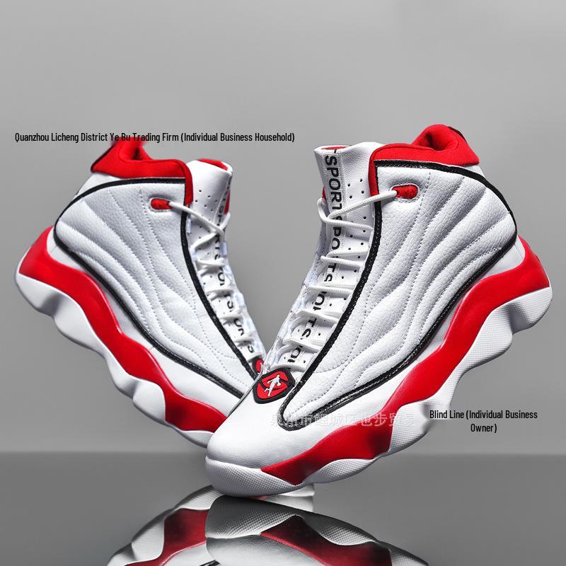 Баскетбольные кроссовки AJ13 с высоким верхом - Унисекс, кожаные, на толстой подошве, повседневные