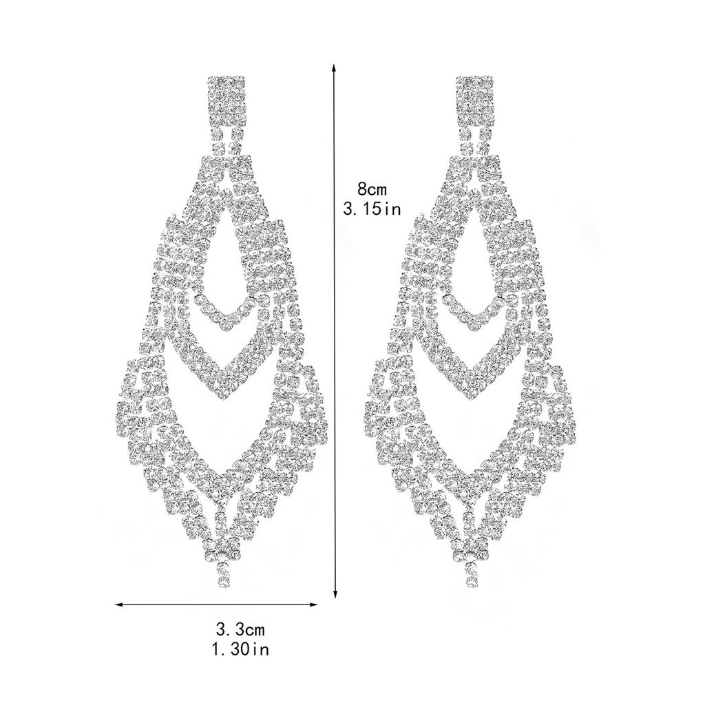 New Jewelry Senior Sense Of Super-Flash Full Diamond Long Earrings Luxury Temperament Bridal Earrings Women's Earrings 1 Pair