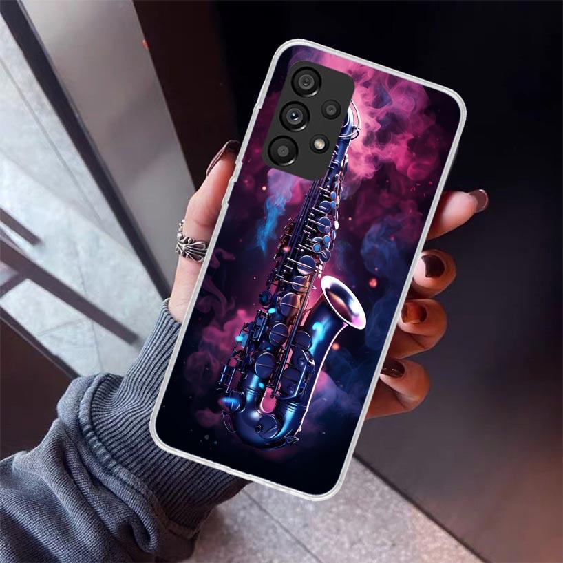 Music Saxophone Instrument Phone Case For Samsung Galaxy A12 A52S A42 A32 A22 A51 A50 Note 20 Ultra 10 S10 Plus A71 A70 A31 A30