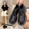 New Spring Casual Women Loafers Leather British Style Thick-soled Women Shoes Lace-up Platform Student Girls Shoes Q17