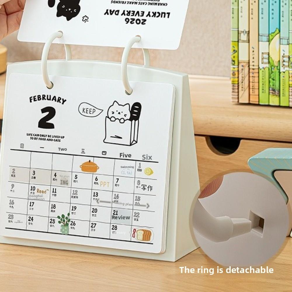Plastic Daily Planner Cartoon Table Planner Photography Props Standing Flip Calendar Home