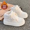 Кроссовки женские универсальные нишевые на толстой подошве из бархата и хлопка 2025 года, зимние новые высокие белые повседневные теплые 20252025