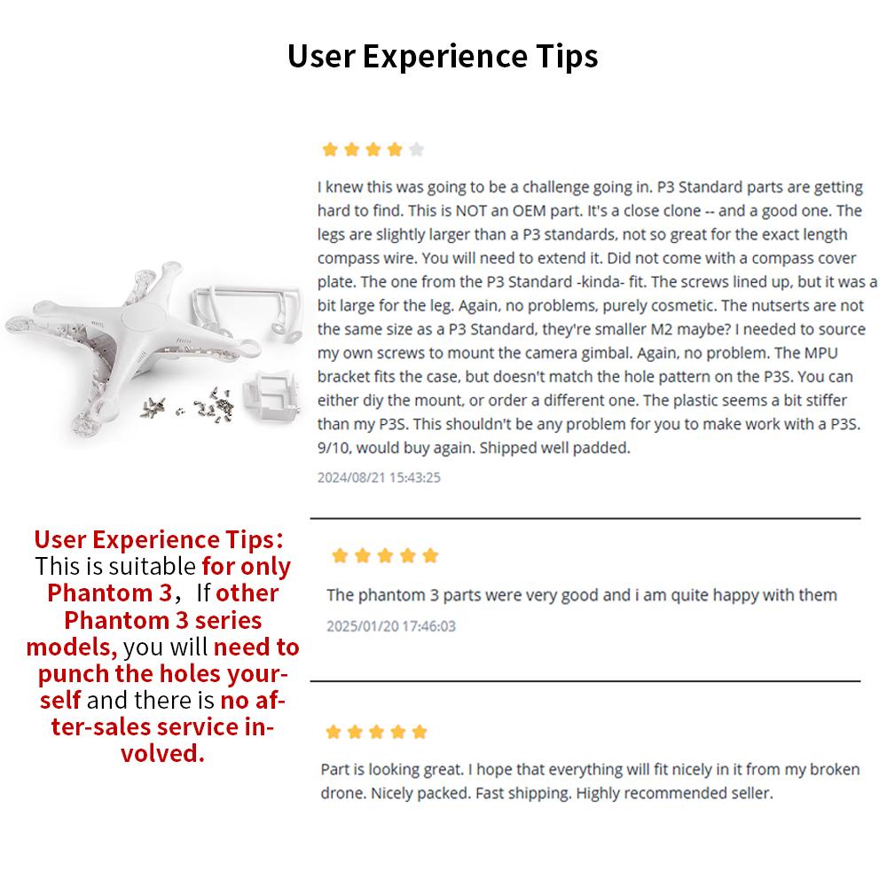 Upper Middle Bottom Landing Gear Body Shell Set Protective For DJI Phantom 3 Drone Repair Parts