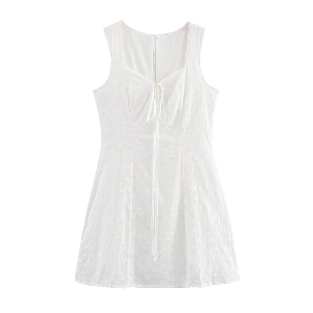 2025 Spring Women's European & American Style Lace-Up Lace Short Dress