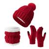 Winter Hat Scarf Gloves Set Fleece Lined Hat Warm Neck Wrap Thick Knitted Touchscreen Gloves for Men Women Cycling Hiking Travel