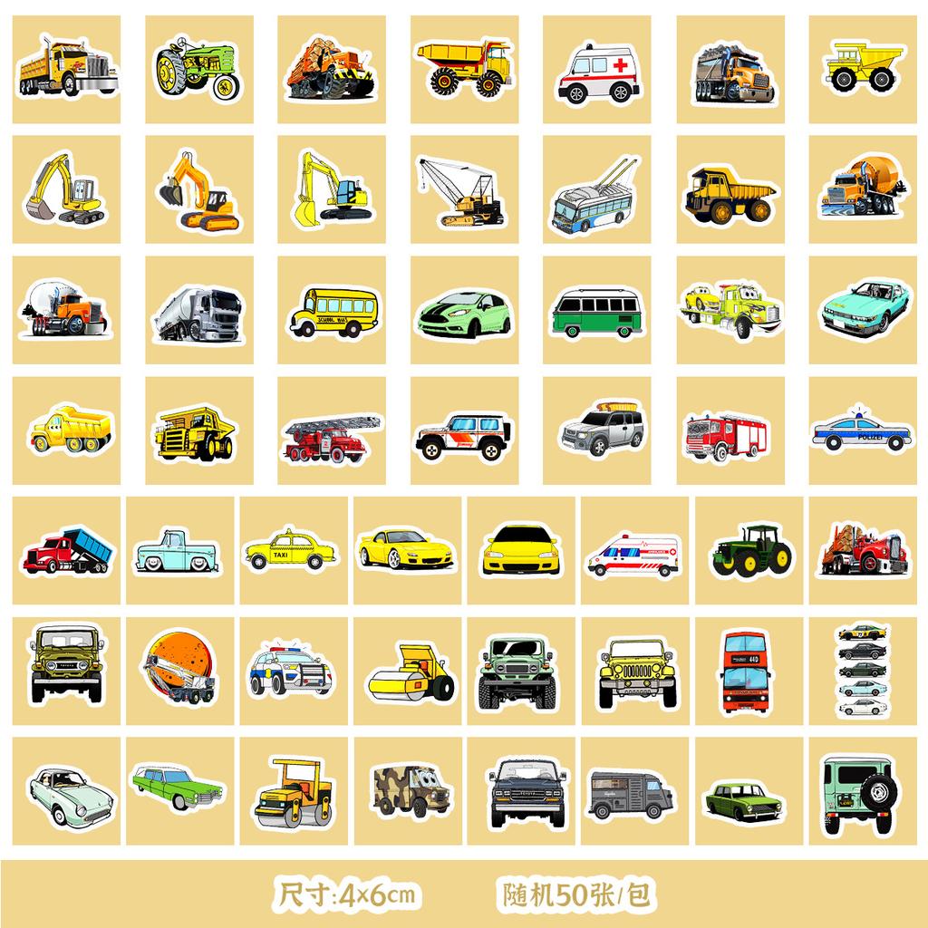 50/100 Transportation Stickers Mobile Phone Water Cup Waterproof Decorative Stickers Children DIY Hand Account Stickers