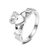 Arvaleff S925 Sterling Silver Wide Edge Hollow Heart Cross Ring