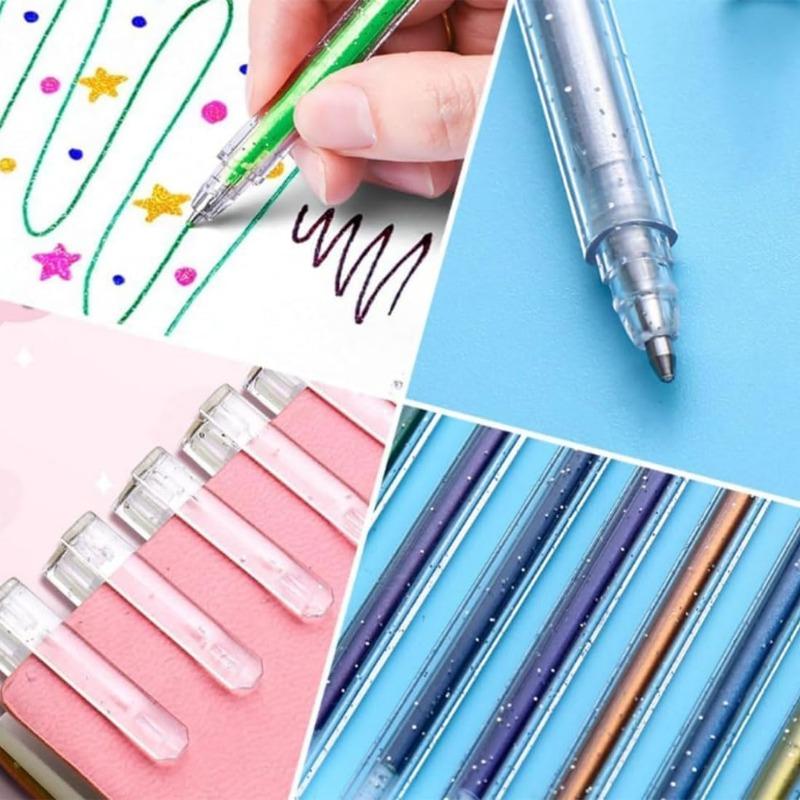 Glitter Gel Pens, Multicolor Glitter Pens for Writing, Drawing, Crafting (12 Colors)
