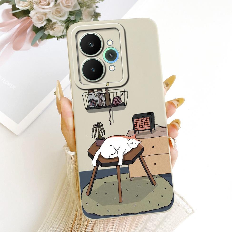 Чехол для Realme 15 Pro Корпус RMX5101 Силиконовый Роскошный Модный Цветы Каваи Милый Расписной Ударопрочный Чехол для Телефона