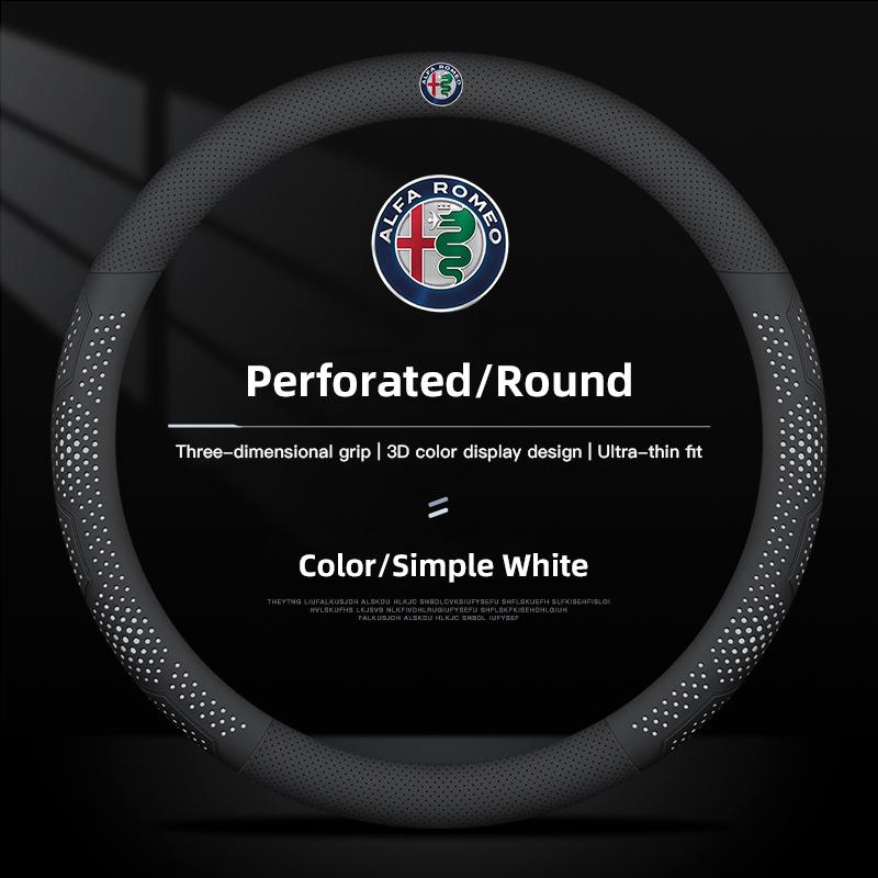 Car Styling Leather Steering Wheel Cover Auto Accessorie For Alfa Romeo 4C 159 166 Spider Giulia Giulietta 156 Mito 147 8C GT