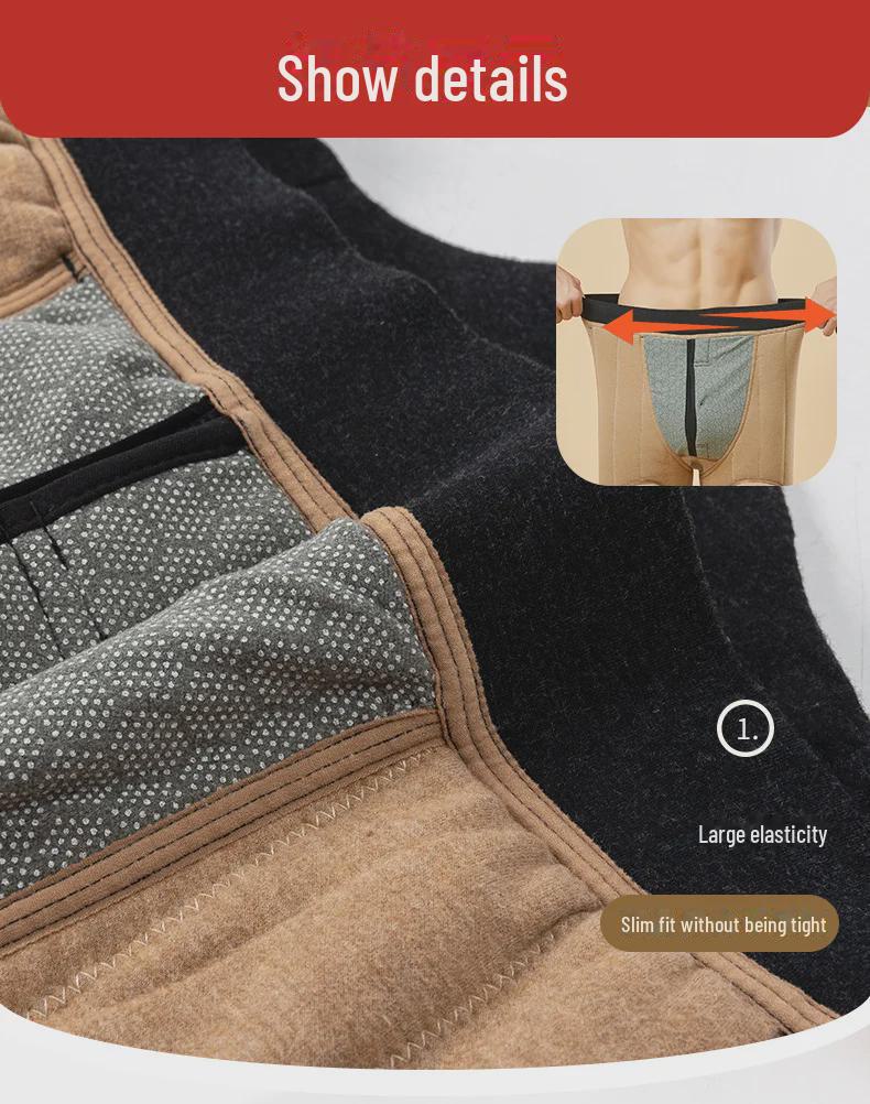 Мужские шерстяные флисовые брюки с высокой талией и наколенниками, очень толстые и теплые, идеально подходят для людей среднего и пожилого возраста.