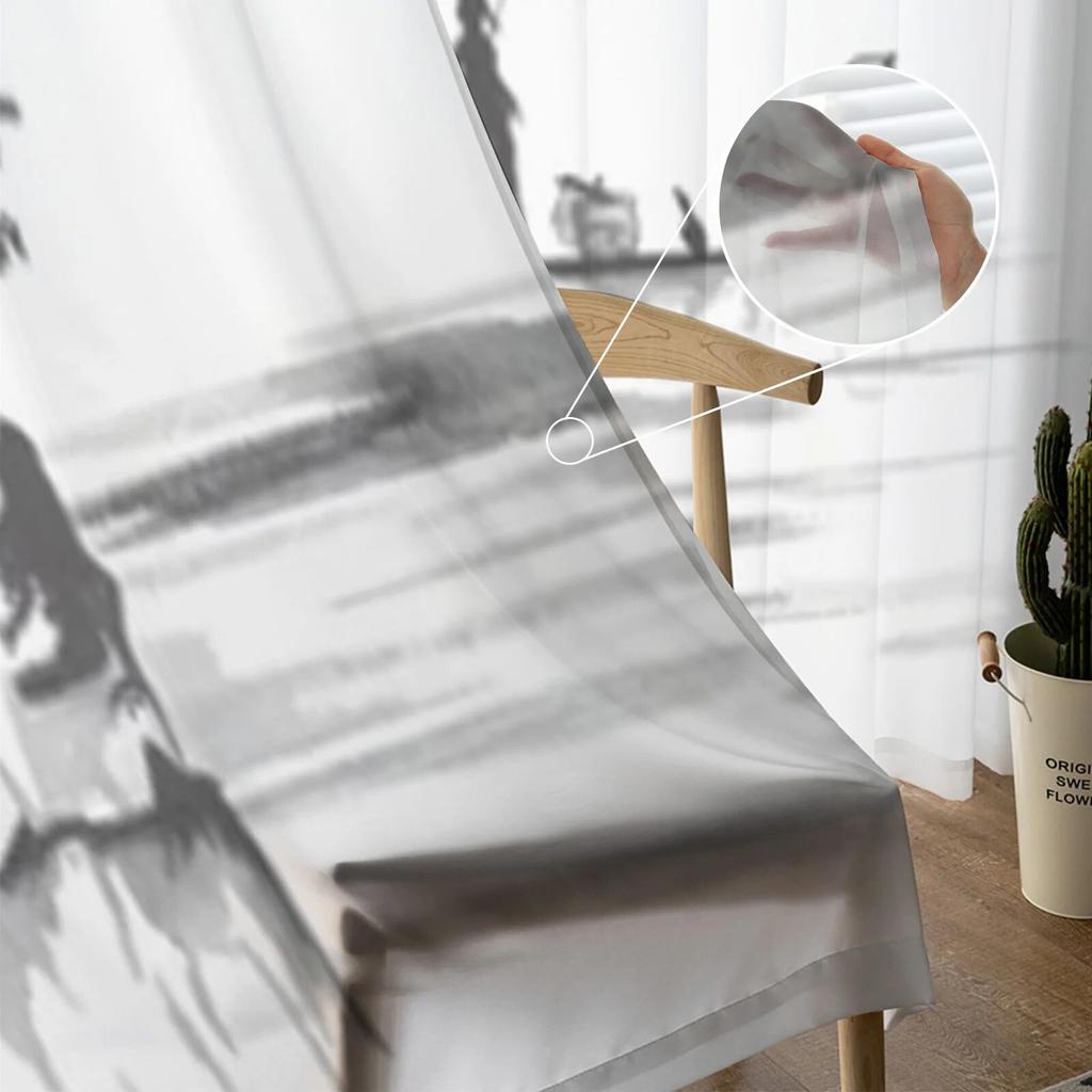 Традиционная японская живопись, прозрачные шторы, вуаль для спальни, занавеска для гостиной, окна, прозрачные шторы для кухни, тюлевые шторы