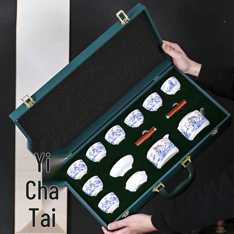Chaxun Mutton Fat Jade Porcelain Tea Set
