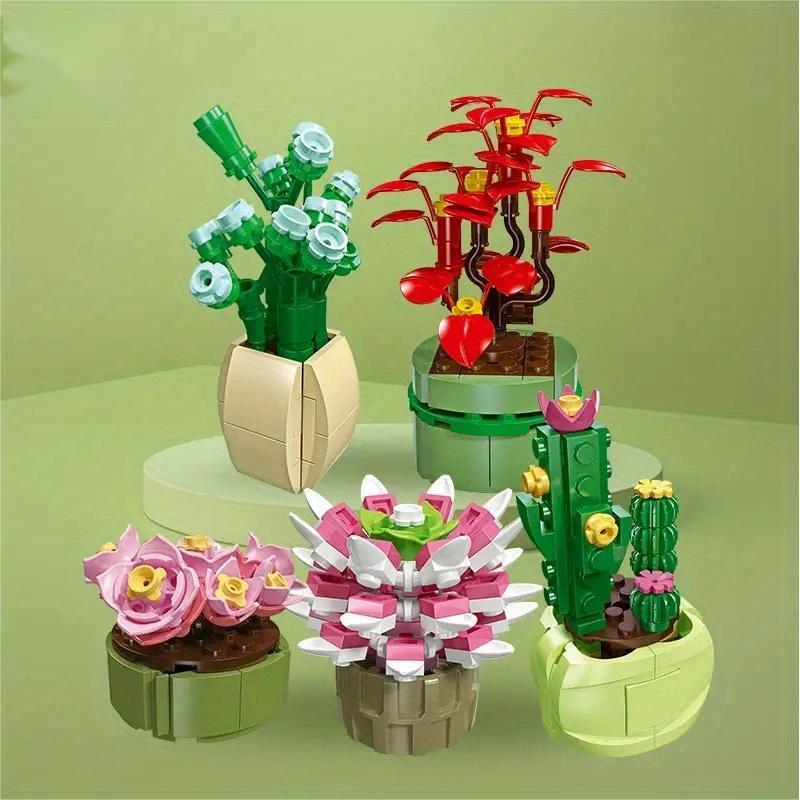 Non-Toxic Plant Bonsai Potted Set Preserved Flower Bouquet Succulent Model Building Blocks Kids Puzzle Diy Toys Bricks Christmas Gifts