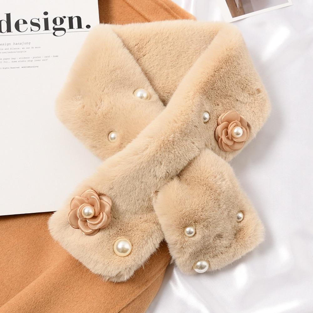 Thickened Plush Neckerchief Warm Cross Neck Scarf Fashion Faux Rabbit Fur Scarf Women