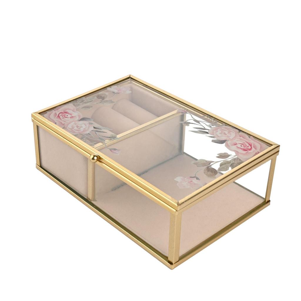 Sophia Classic Floral Glass Jewellery Box - Small