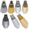 Rhinestone Tassel Epaulette Brooch Pin Beads Clothing Accessories Shoulder Brooch  for Men Women