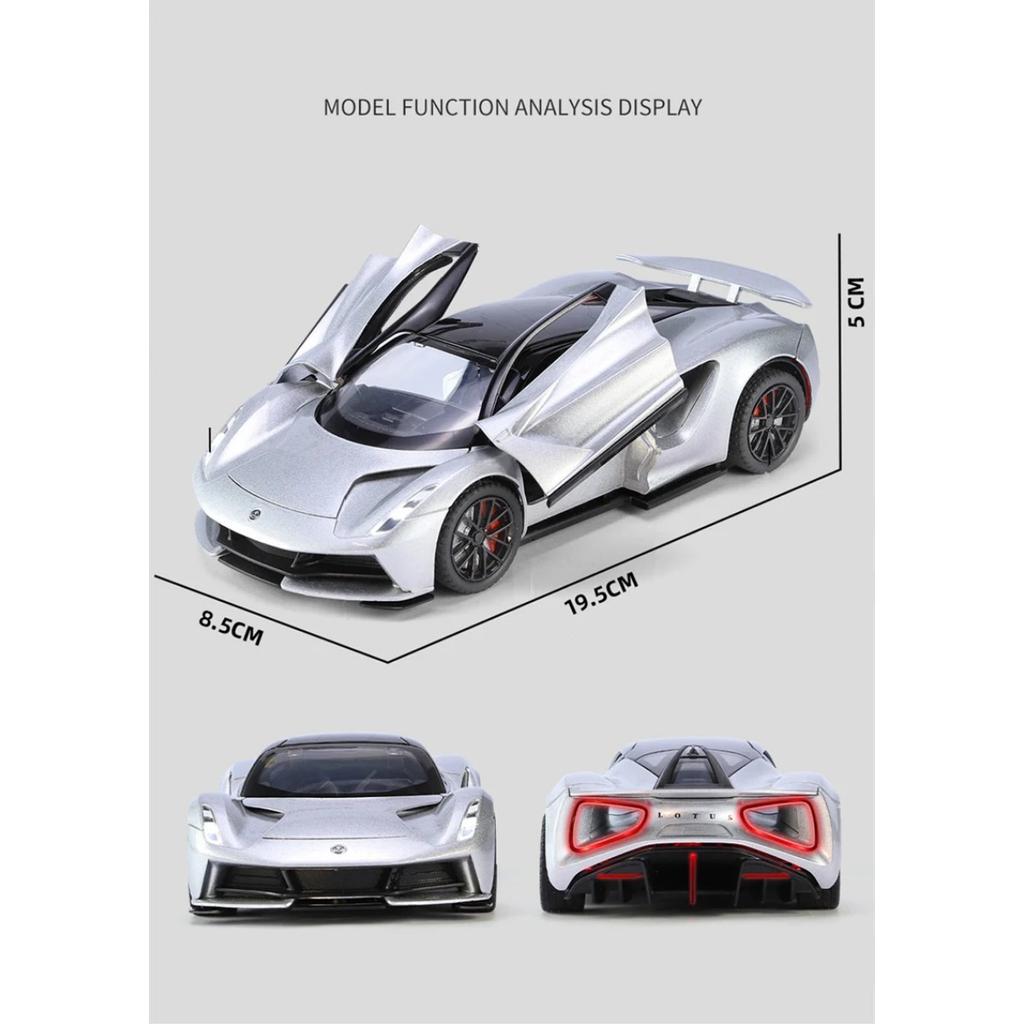 1/24 Lotus EVIJA Alloy Pure Electric Sports Car Model Diecast Metal Track Racing Car Vehicle Model Sound and Light Kids Toys Gift