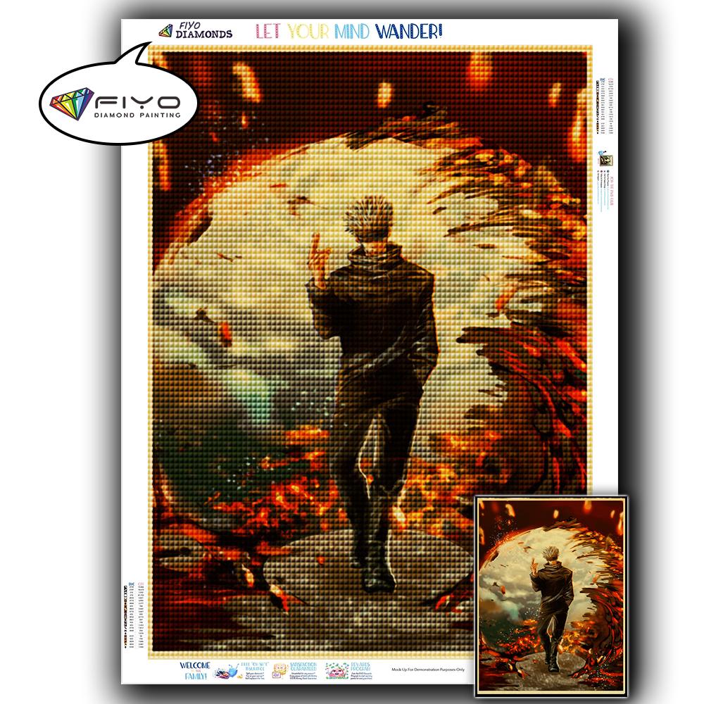 5D DIY Алмазная вышивка Аниме Дзюдзюцу Кайсен Картина Стразы Алмазная живопись Бумага Винтаж Плакат Алмазная мозаика Рукоделие Домашний декор
