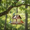 Pet Supplies Hanging Bird Feeder Large Capacity House Shape Bird Feeding Equipment Metal Windproof Parrot Feeding Station Garden