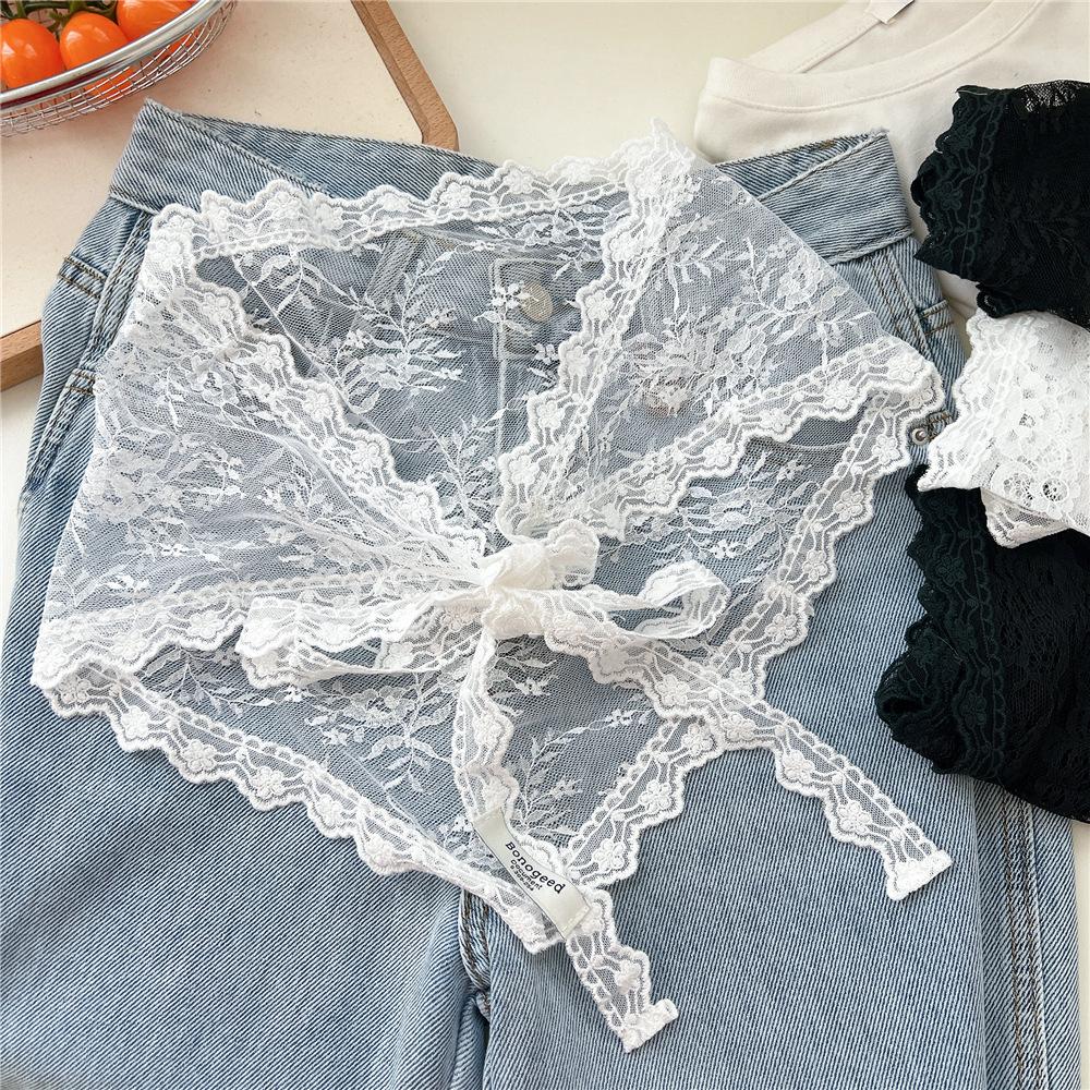 Fashion Lace Splicing Strap Decoration Foreign Style Triangle Towel Fart Curtain Apron Chic Pure Desire Style Short Skirt