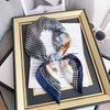 New Thousand Birds Grid Printed Small Square Scarf Versatile Fashion Simulation Silk Scarf Femininity Neck Scarf Shawl